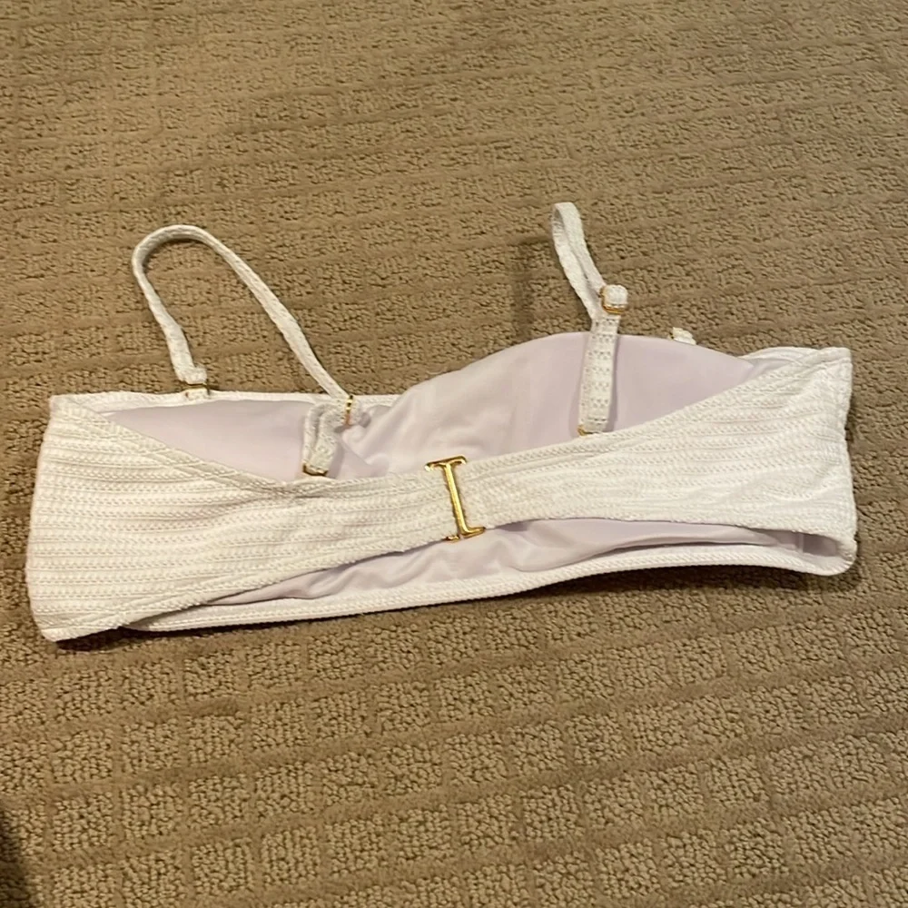 White Textured Bikini  Top By Cabana del Sol